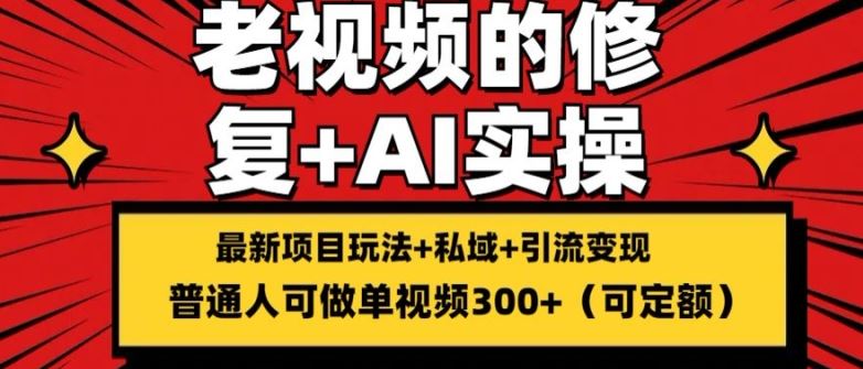 修复老视频的玩法，搬砖+引流的变现(可持久)，单条收益300+【揭秘】-前沿谈项目