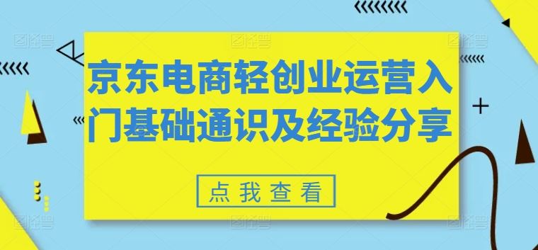 京东电商轻创业运营入门基础通识及经验分享-前沿谈项目