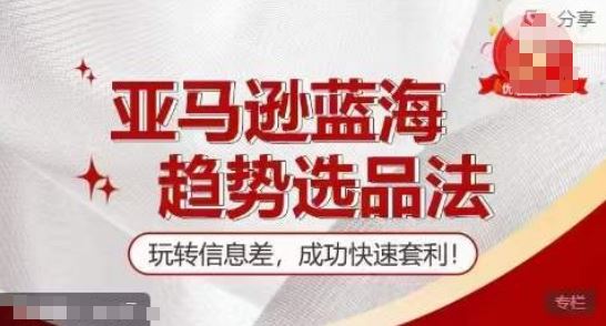 【训练营】亚马逊蓝海趋势选品法，玩转信息差，成功快速套利-前沿谈项目