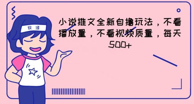 小说推文全新自撸玩法，不看播放量，不看视频质量，每天500+【揭秘】-前沿谈项目