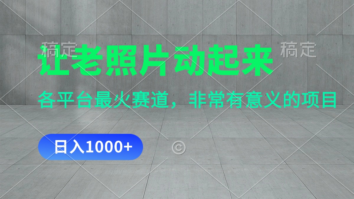 （11671期）让老照片动起来，一天变现1000+，各平台最火赛道，看完就会-前沿谈项目