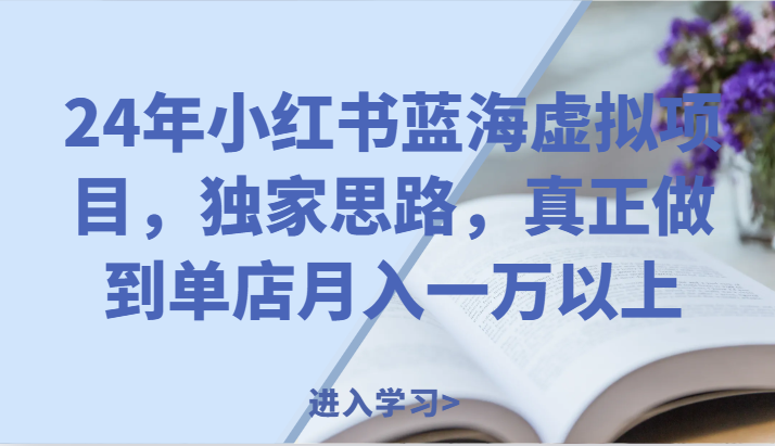 24年小红书蓝海虚拟项目，独家思路，真正做到单店月入一万以上。-前沿谈项目
