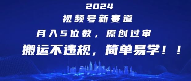 2024视频号新赛道，月入5位数+，原创过审，搬运不违规，简单易学【揭秘】-前沿谈项目