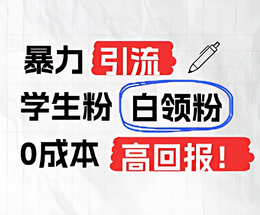 暴力引流学生粉白领粉，吊打以往垃圾玩法，0成本，高回报-前沿谈项目