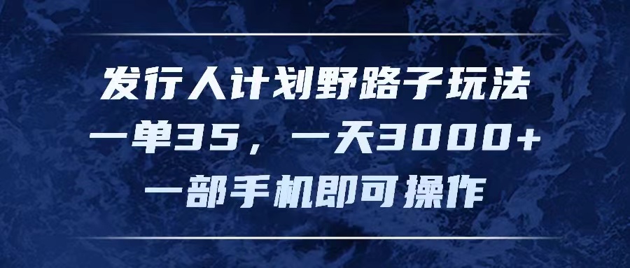 （11750期）发行人计划野路子玩法，一单35，一天3000+，一部手机即可操作-前沿谈项目