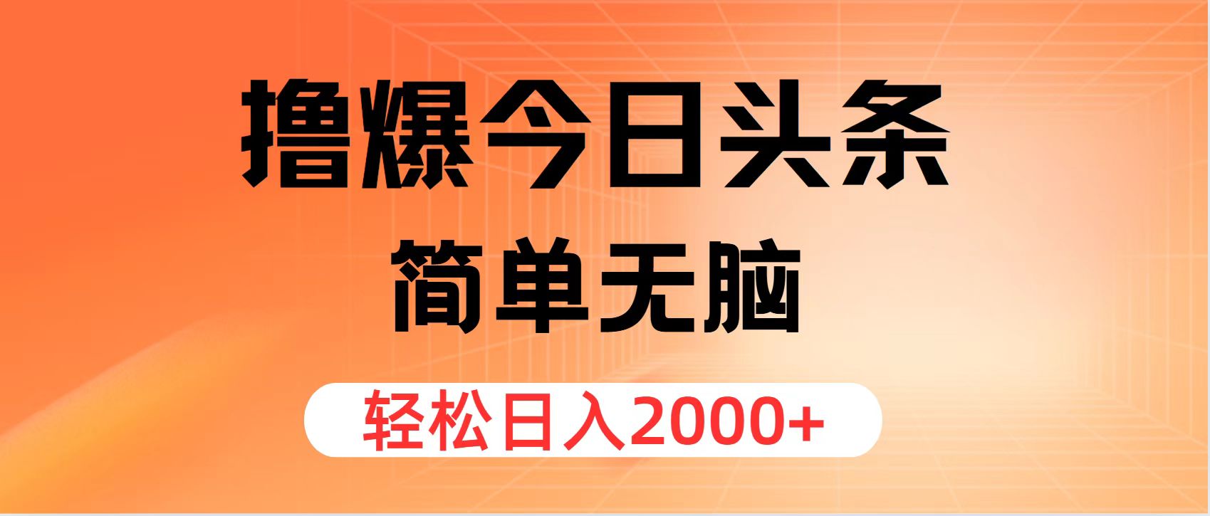 （11849期）撸爆今日头条，简单无脑，日入2000+-前沿谈项目