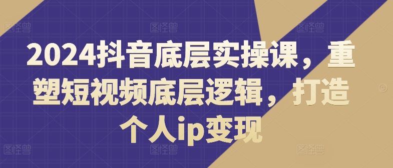 2024抖音底层实操课，​重塑短视频底层逻辑，打造个人ip变现-前沿谈项目