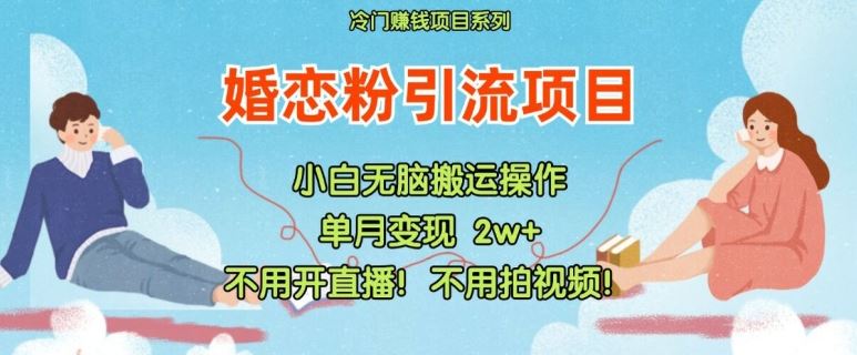 小红书婚恋粉引流，不用开直播，不用拍视频，不用做交付【揭秘】-前沿谈项目