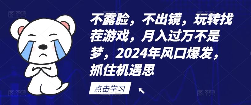 不露脸，不出镜，玩转找茬游戏，月入过万不是梦，2024年风口爆发，抓住机遇【揭秘】-前沿谈项目