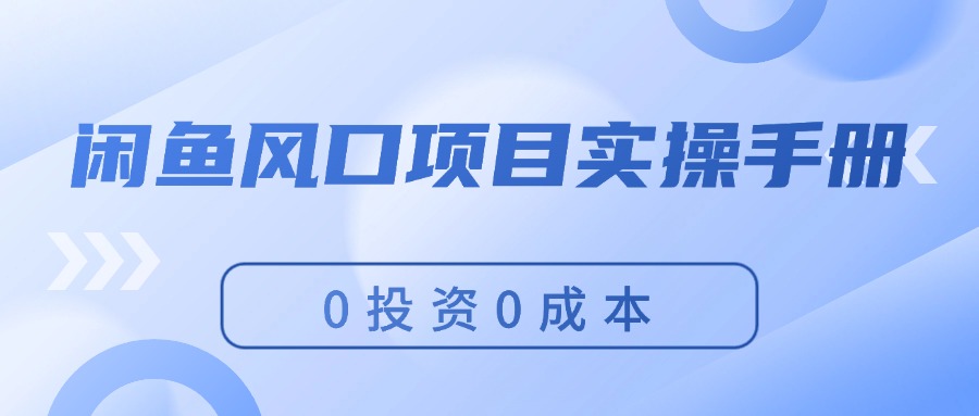 （11923期）闲鱼风口项目实操手册，0投资0成本，让你做到，月入过万，新手可做-前沿谈项目