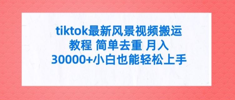 tiktok最新风景视频搬运教程 简单去重 月入3W+小白也能轻松上手【揭秘】-前沿谈项目