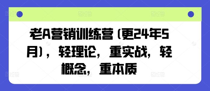 老A营销训练营(更24年7月)，轻理论，重实战，轻概念，重本质-前沿谈项目