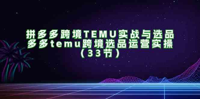 拼多多跨境TEMU实战与选品，多多temu跨境选品运营实操（33节）-前沿谈项目