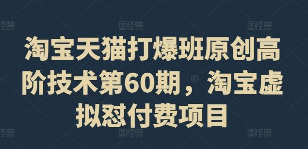 淘宝天猫打爆班原创高阶技术第60期，淘宝虚拟怼付费项目-前沿谈项目