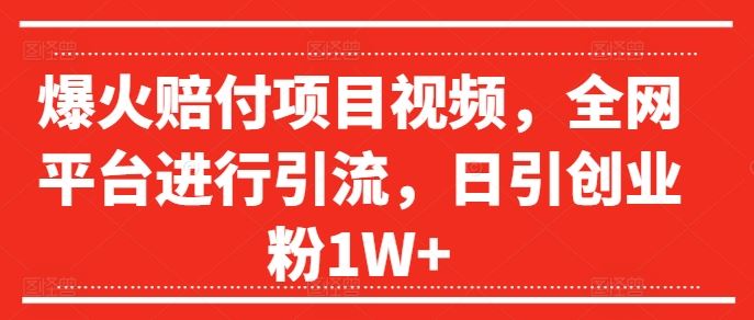 爆火赔付项目视频，全网平台进行引流，日引创业粉1W+【揭秘】-前沿谈项目