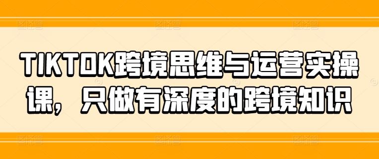 TIKTOK跨境思维与运营实操课，只做有深度的跨境知识-前沿谈项目