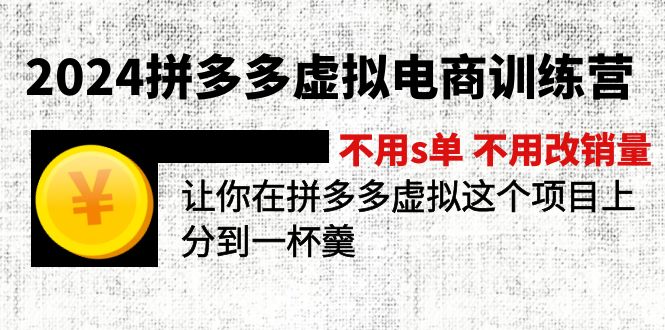 （12024期）2024拼多多虚拟电商训练营 不s单 不改销量  做虚拟项目分一杯羹(更新10节)-前沿谈项目