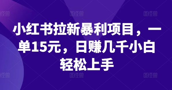 小红书拉新暴利项目，一单15元，日赚几千小白轻松上手-前沿谈项目