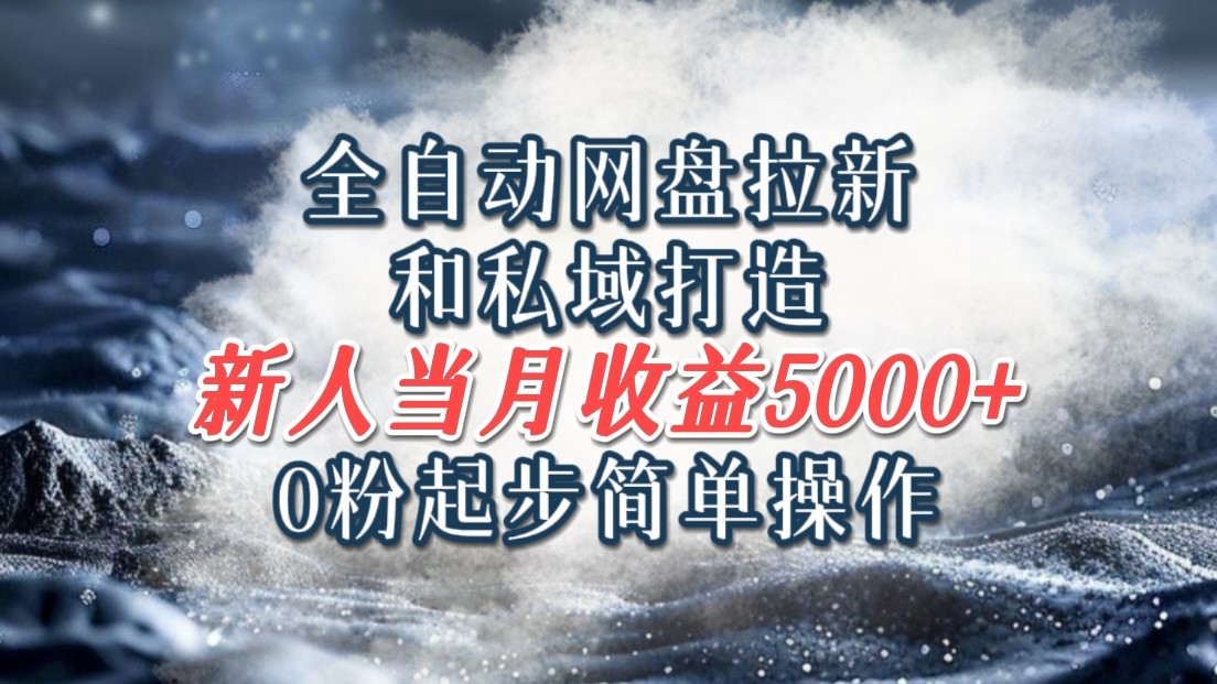 全自动网盘拉新和私域打造，0粉起步简单操作，新人入门当月收益5000以上-前沿谈项目