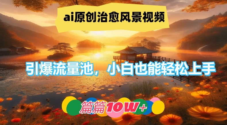ai原创治愈风景视频，引爆流量池，小白也能轻松上手，篇篇10w+-前沿谈项目