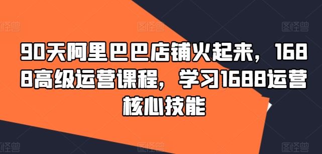 90天阿里巴巴店铺火起来，1688高级运营课程，学习1688运营核心技能-前沿谈项目