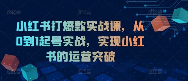 小红书打爆款实战课，从0到1起号实战，实现小红书的运营突破-前沿谈项目
