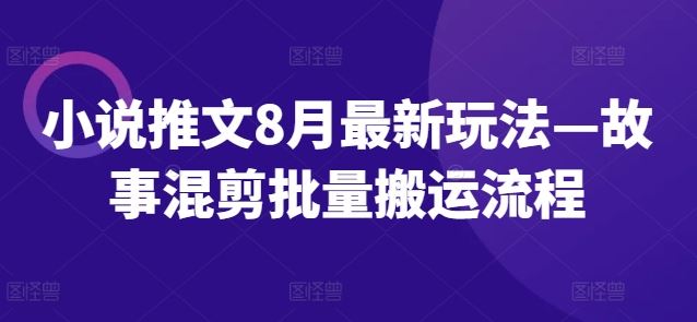 小说推文8月最新玩法—故事混剪批量搬运流程-前沿谈项目