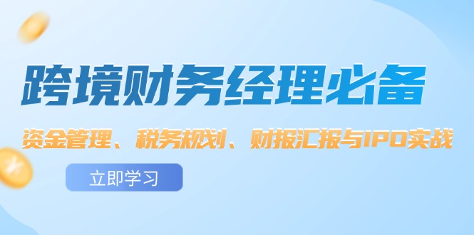 （12323期）跨境 财务经理必备：资金管理、税务规划、财报汇报与IPO实战-前沿谈项目