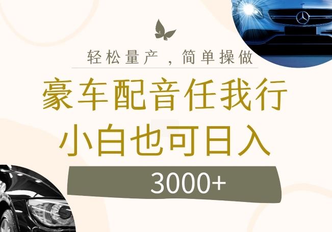 不为人知的暴力小项目，豪车配音，日入几张【揭秘】-前沿谈项目