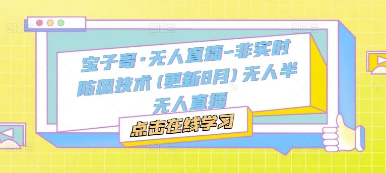 宝子哥·无人直播-非实时防风技术(更新8月)无人半无人直播-前沿谈项目