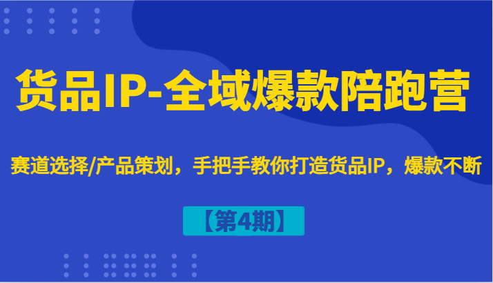 货品IP-全域爆款陪跑营【第4期】赛道选择/产品策划，手把手教你打造货品IP，爆款不断-前沿谈项目