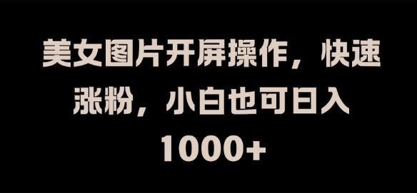 美女图片开屏操作，快速涨粉，小白也可日入1k【揭秘】-前沿谈项目