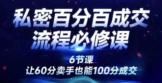 私密百分百成交流程线上训练营，绝对成交，让60分卖手也能100分成交-前沿谈项目