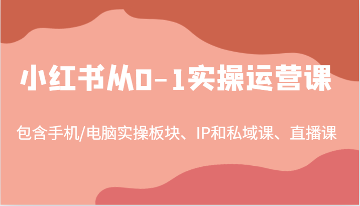 小红书从0-1实操运营课，包含手机/电脑实操板块、IP和私域课、直播课（97节）-前沿谈项目