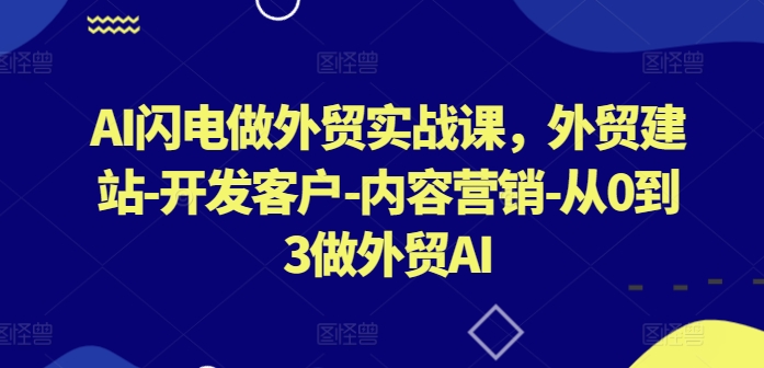 AI闪电做外贸实战课，​外贸建站-开发客户-内容营销-从0到3做外贸AI(更新)-前沿谈项目