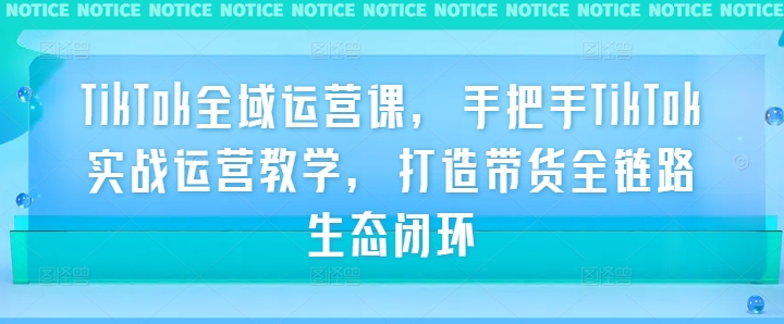 TikTok全域运营课，手把手TikTok实战运营教学，打造带货全链路生态闭环-前沿谈项目