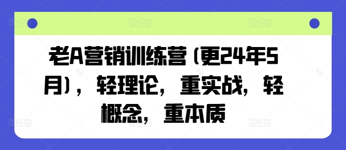 老A营销训练营(更24年9月)，轻理论，重实战，轻概念，重本质-前沿谈项目