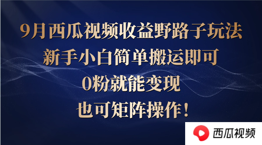 西瓜视频收益野路子玩法，新手小白简单搬运即可，0粉就能变现，也可矩…-前沿谈项目